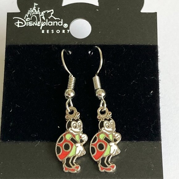 Vintage Disney Francis Ladybug Earrings It's a Bugs Life Charm Dangle Enamel - Picture 1 of 9